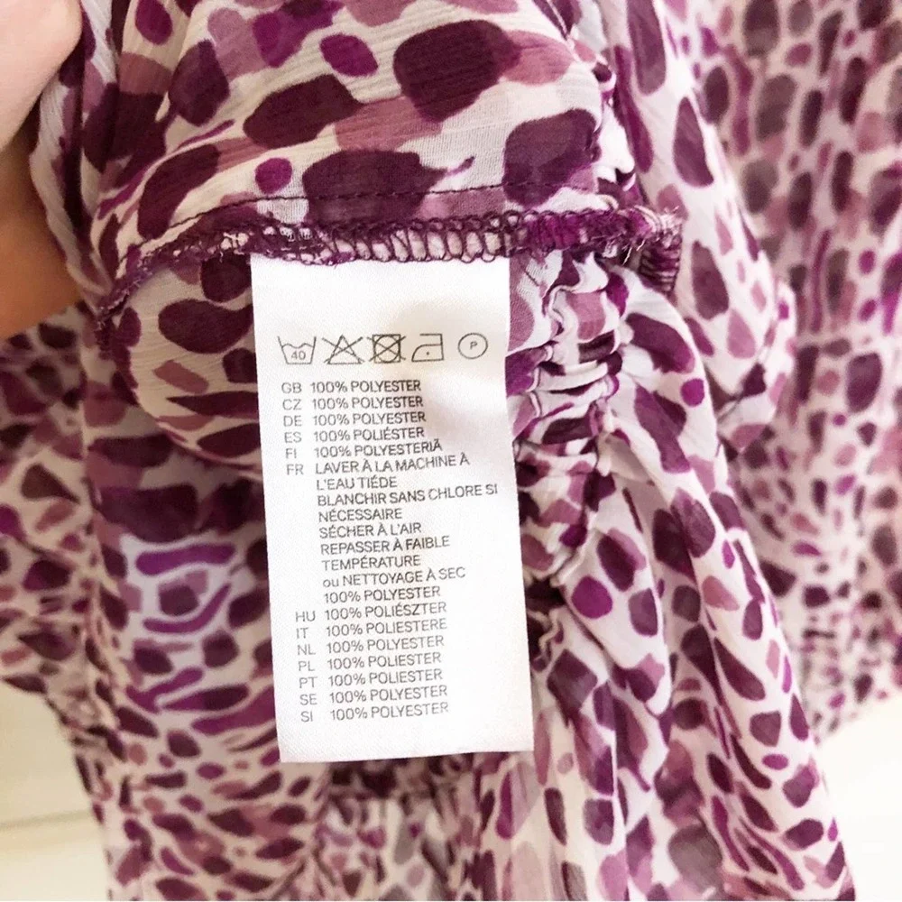 H&M Purple Animal Print Semi Sheer Blouse - Picture 5 of 8